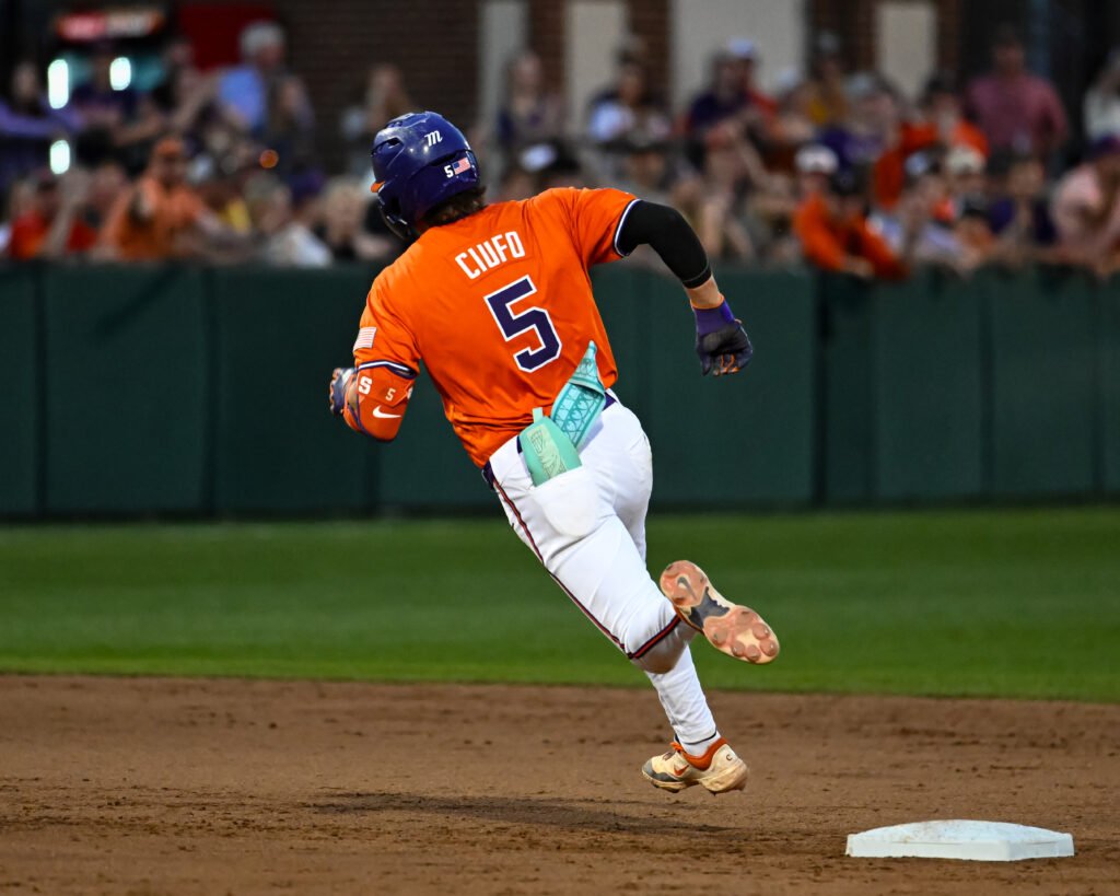 Andrew Ciufo rounds second in Clemson's heartbreak regional.